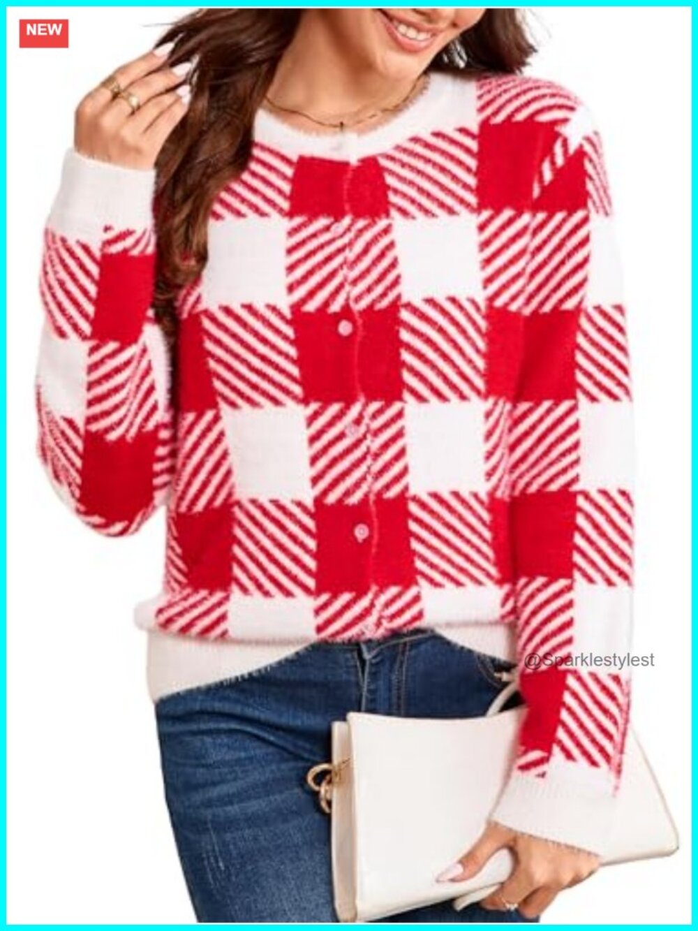 Womens Christmas Cardigan Reindeer Button Knit Open Front Cute Sweater